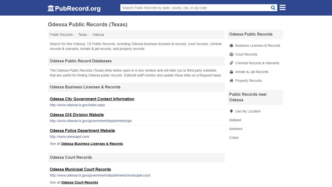 Free Odessa Public Records (Texas Public Records) - PubRecord.org